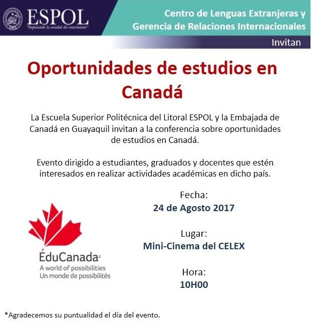 Charla: Oportunidades de estudios en Canadá